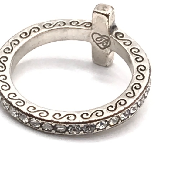 Brighton Ring Cross Starry Night Crystals Silver Plated Engraved Sz 6.5 - Picture 7 of 9